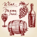 Collection wine hand drawn vector llustration sketch