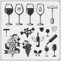 Set of windsurfing emblems, labels and badges. Surf design elements.Collection of Wine icons and design elements.