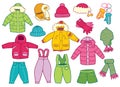 Collection of winter children's clothing Royalty Free Stock Photo