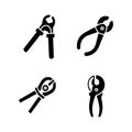 Collection of wire rope cutter solid symbols Royalty Free Stock Photo