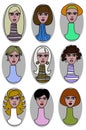Collection of women avatars. Set of avatars,characters in flat sty
