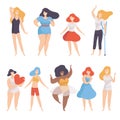 Collection of Women of Different Figure type and Height, Body Positive, Self Acceptance and Beauty Diversity Concept Royalty Free Stock Photo