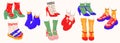 Collection of womens shoes icons with and without heels.Shoes,slippers, sneakers in a trendy style. isolated.Vector Royalty Free Stock Photo