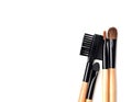 Collection of wooden brush make up. Cosmetic tool Royalty Free Stock Photo