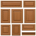 Collection of wooden cabinet doors isolated on white background Royalty Free Stock Photo