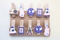 Collection of wooden clips Royalty Free Stock Photo