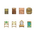 Collection of wooden furnitures. Vector illustration decorative design Royalty Free Stock Photo