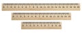 Collection of wooden rulers isolated on white background, top view Royalty Free Stock Photo