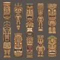 Collection of wooden tiki idols