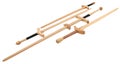 Collection of Wooden Training Swords over white with Clipping Path Royalty Free Stock Photo