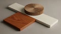 A collection of wooden and white textured blocks on a gray surface Royalty Free Stock Photo