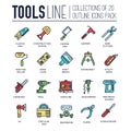 Collection of working tools icons items design. Construction instruments with any elements set. Diy, building, work