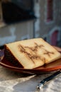 Collection of world cheeses, matured Spanish Sheep Cheese with Black Garlic