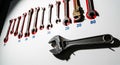 Collection of Wrenches and Adjustable Wrench on White Background Royalty Free Stock Photo