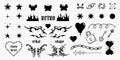 Collection of Y2K trendy shapes, tribal patterns, vector isolated drawings, geometric symbols