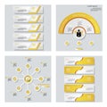 Collection of 4 yellow color template/graphic or website layout. Vector Background.