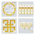 Collection of 4 yellow color template/graphic or website layout. Vector Background.