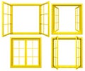 Collection of yellow window frames on white Royalty Free Stock Photo