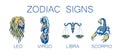 Collection of Zodiac Signs. Vector Illustration of Second Four Zodiacal Simbols.