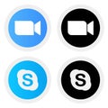 Collection of zoom video meeting conference call vector icon.