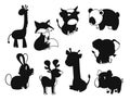 Various type animals isolated vector Silhouette Royalty Free Stock Photo