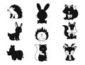 Various type animals isolated vector Silhouette Royalty Free Stock Photo