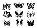 Various type Butterfly isolated vector Silhouette Royalty Free Stock Photo