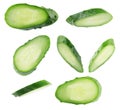 Collections of Cucumbers slices isolated on white background Royalty Free Stock Photo