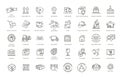 Collections of icons representing shipping, logistics, customer service, refunds and more