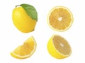 Collections of lemon fruits isolated on white background. clipping path Royalty Free Stock Photo