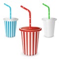 Collections Plastic fastfood cup for beverages with straw Royalty Free Stock Photo