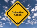 collective action traffic sign on blue sky Royalty Free Stock Photo