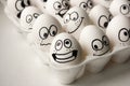 Collective concept. cheerful eggs
