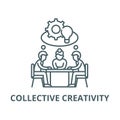 Collective creativity line icon, vector. Collective creativity outline sign, concept symbol, flat illustration Royalty Free Stock Photo
