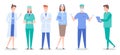 Collective of doctors and nurses characters set flat style. Medical doctors people group icon vector design Royalty Free Stock Photo