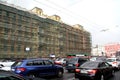 House under restoration on Nevsky Prospect.