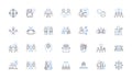 Collective success line icons collection. Unity, Synergy, Collaboration, Teamwork, Achieve, Progress, Growth vector and