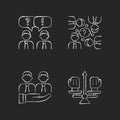 Collective work chalk white icons set on dark background Royalty Free Stock Photo