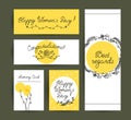 Collectoin of vector flat hand drawn holiday congratulation cards.