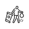 Black line icon for Collector, garbage and street Royalty Free Stock Photo