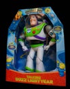 Buzz Lightyear Toy in Box, Isolated on Black Royalty Free Stock Photo