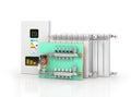 Collector, manifold, heating system for underfloor heating.