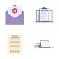 College admission notification and application process icons Royalty Free Stock Photo