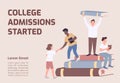 College admissions started banner flat vector template Royalty Free Stock Photo