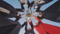 College alumni students toss a globe of the world into the sky. Royalty Free Stock Photo