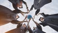 College alumni students toss a globe of the world into the sky. Royalty Free Stock Photo