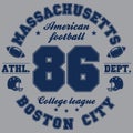 College American football team patches collage vintage vector print for man kid boy t shirt. Vector Royalty Free Stock Photo