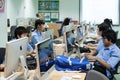 In a college in Bangkok, students in computer class.