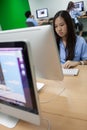 In a college in Bangkok, students in computer class.