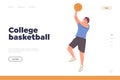 College basketball landing page for professional online service preparing team game champions